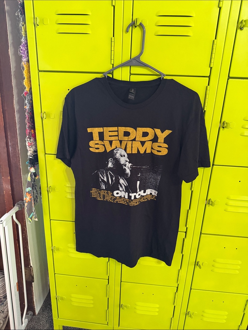 Black Teddy Swims Graphic Tee with Gold Print